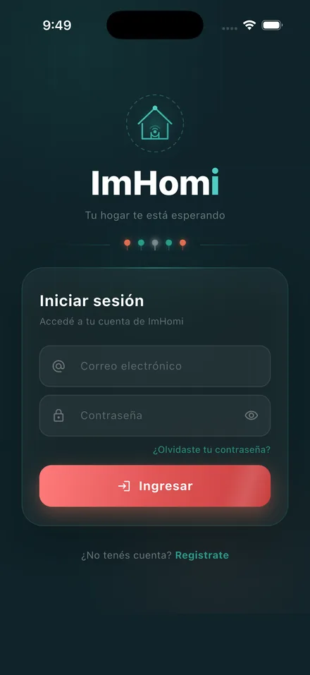 Pantalla de inicio de sesión de ImHomi