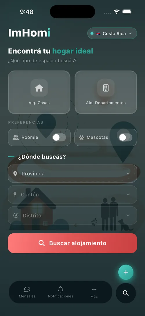 Pantalla de búsqueda de ImHomi